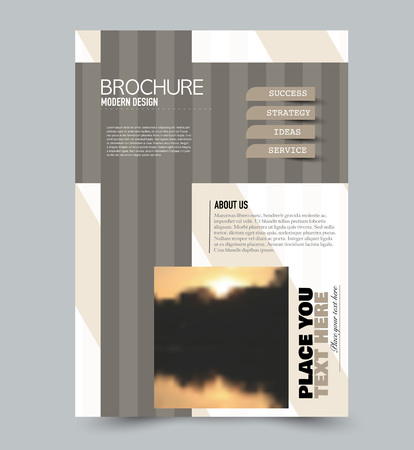 Brown flyer design template with built in images. Brochure for business, education, presentation, advertisement. Corporate identity style concept. Editable vector illustration.のイラスト素材