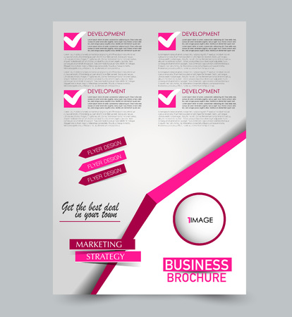 Pink and red flyer vector design template set. Business brochure. Annual report or magazine cover.のイラスト素材