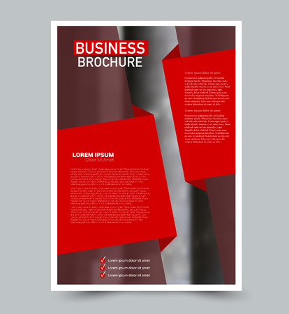 Red vector flyer template. Abstract brochure design. Annual report cover background. For business, education, advertisement. Editable illustration.のイラスト素材