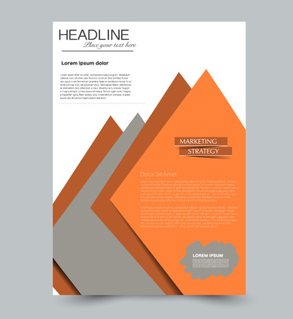 Orange vector flyer template. Abstract brochure design. Annual report cover background. For business, education, advertisement. Editable illustration.のイラスト素材