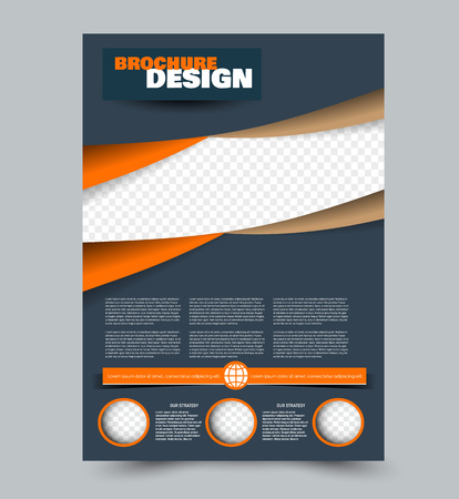 Business flyer design. Abstract brochure or annual report template. Brown and orange color.のイラスト素材