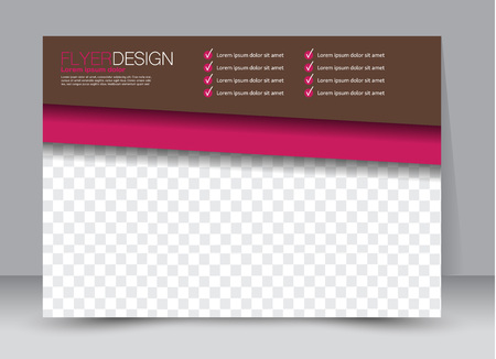 Brown and pink landscape wide flyer or brochure template. Billboard abstract background design. Business, education, presentation, advertisement concept. Vector illustration.のイラスト素材