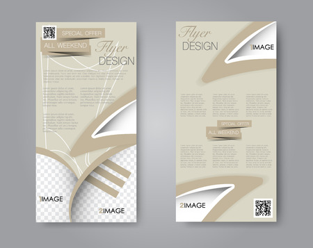 Vector flyer and leaflet design. Set of two side brochure templates. Brown color.のイラスト素材