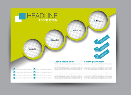 A Flyer, brochure, billboard template design landscape orientation for education, presentation, website. Blue and green color. Editable vector illustration.のイラスト素材