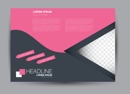 Flyer, brochure, billboard template design landscape orientation for education, presentation, website. Pink and grey color. Editable vector illustration.のイラスト素材