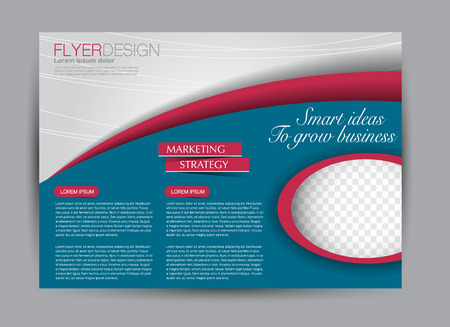 Flyer, brochure, billboard template design landscape orientation for education, presentation, website. Editable vector illustration. Blue and red color.のイラスト素材