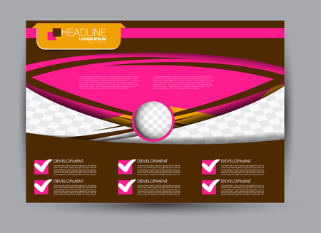 Flyer, brochure, billboard template design landscape orientation for education, presentation, website. Brown, pink, and orange color. Editable vector illustrationのイラスト素材