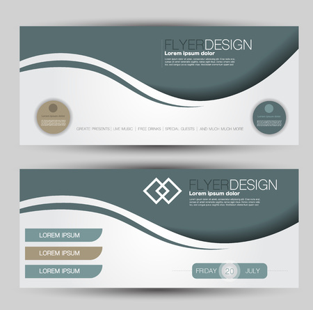 Flyer banner or web header template set. Vector illustration promotion design background. Green color.のイラスト素材