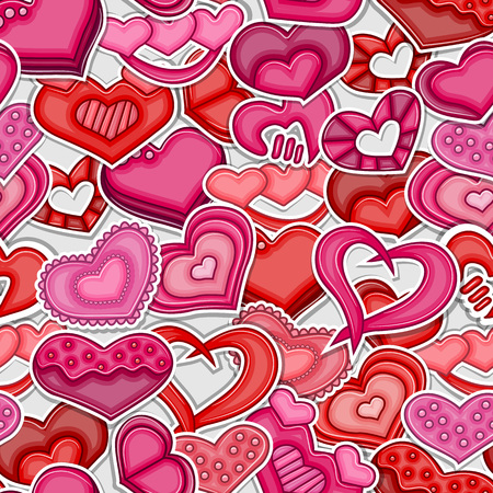 Valentines Day seamless pattern. Red and pink hearts Vector illustration.のイラスト素材