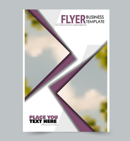 Flyer template. Design for a business, education, advertisement brochure, poster or pamphlet. Vector illustration. Purple color.のイラスト素材