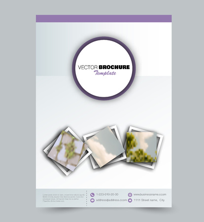Flyer template. Design for a business, education, advertisement brochure, poster or pamphlet. Vector illustration. Purple color.のイラスト素材