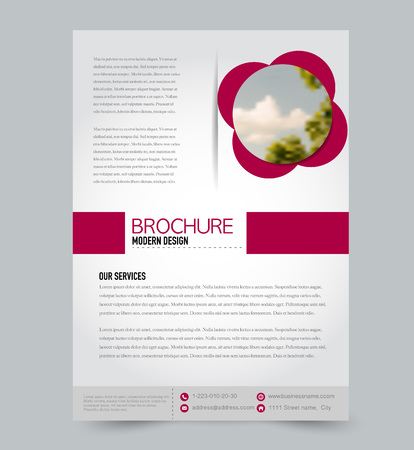 Red flyer design template. Tech style background. Brochure for business, education, presentation, advertisement. Corporate identity concept. Editable vector illustration.のイラスト素材