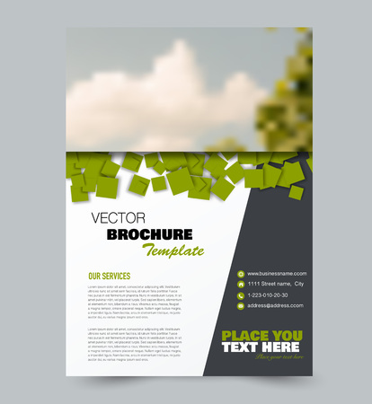 Flyer template. Design for a business, education, advertisement brochure, poster or pamphlet. Green color. Vector illustration.のイラスト素材