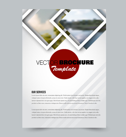 Red flyer design template with squares. Brochure for business, education, presentation, advertisement. Corporate identity concept. Editable vector illustration.のイラスト素材