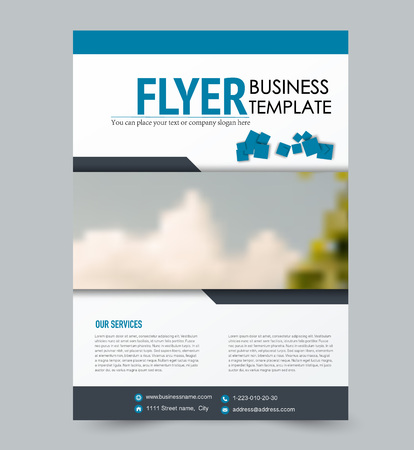 Flyer template. Design for a business, education, advertisement brochure, poster or pamphlet. Vector illustration. Blue color.のイラスト素材