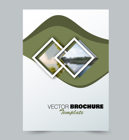 Flyer template. Design for a business, education, advertisement brochure, poster or pamphlet. Vector illustration. Green color.のイラスト素材