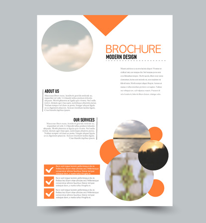 Flyer design template. Brochure layout. Orange color. Vector illustration.のイラスト素材