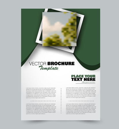 Flyer template. Brochure layout. Annual report cover or print out poster design. Green color. Vector illustration.のイラスト素材