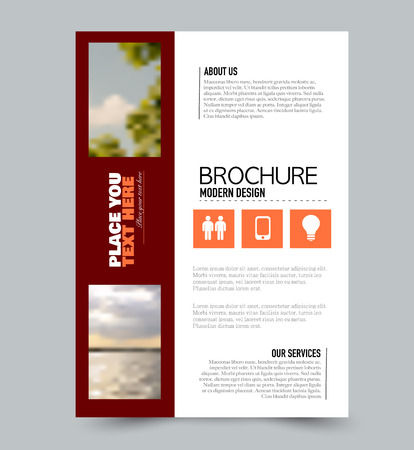 Flyer design template. Brochure layout. Red and orange color. Vector illustration.のイラスト素材