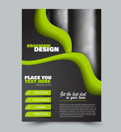 Flyer design template. Brochure layout. Black and green color. Vector illustration.のイラスト素材