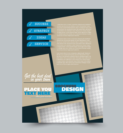 Flyer design template. Blue and brown color. Vector illustration.のイラスト素材