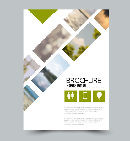 Flyer design template. Brochure layout. Green color. Vector illustration.のイラスト素材