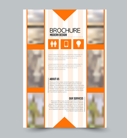 Flyer design template. Brochure layout. Orange color. Vector illustration.のイラスト素材