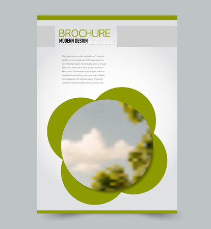 Flyer template. Brochure layout. Annual report cover or print out poster design. Green color. Vector illustration.のイラスト素材