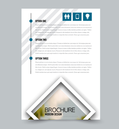 Flyer design template. Brochure layout. Blue color. Vector illustration.のイラスト素材