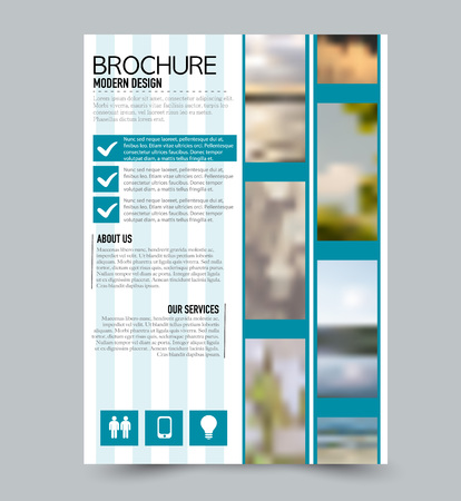 Flyer design template. Brochure layout. Blue color. Vector illustration.のイラスト素材
