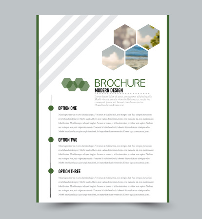 Flyer design template. Brochure layout. Green color. Vector illustration.のイラスト素材