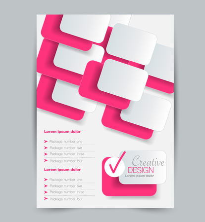 Flyer template. Design for a business, education, advertisement brochure, poster or pamphlet. Vector illustration. Pink color.のイラスト素材