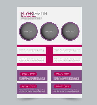 Pink and purple business flyer. a4 pribtable poster or brochure. Vector illustration.のイラスト素材