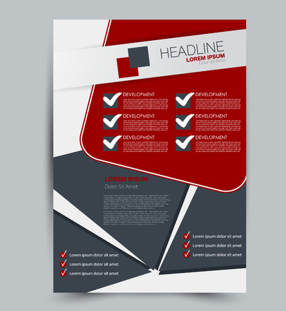 Flyer template. Design for a business, education, advertisement brochure, poster or pamphlet. Vector illustration. Red and grey color.のイラスト素材