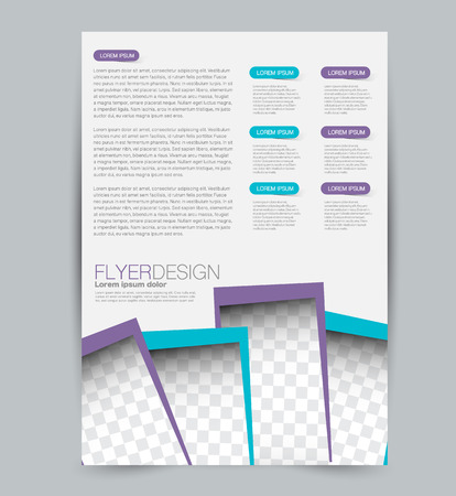 Flyer template. Design for a business, education, advertisement brochure, poster or pamphlet. Vector illustration. Blue and purple color.のイラスト素材