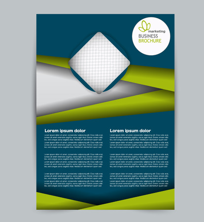 Flyer template. Design for a business, education, advertisement brochure, poster or pamphlet. Vector illustration. Blue and green color.のイラスト素材