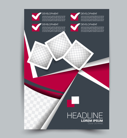 Flyer template. Design for a business, education, advertisement brochure, poster or pamphlet. Vector illustration. Red and grey color.のイラスト素材