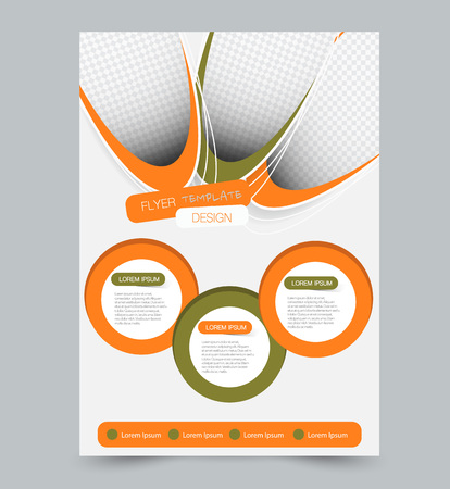 Orange and green business flyer. a4 pribtable poster or brochure. Vector illustration.のイラスト素材