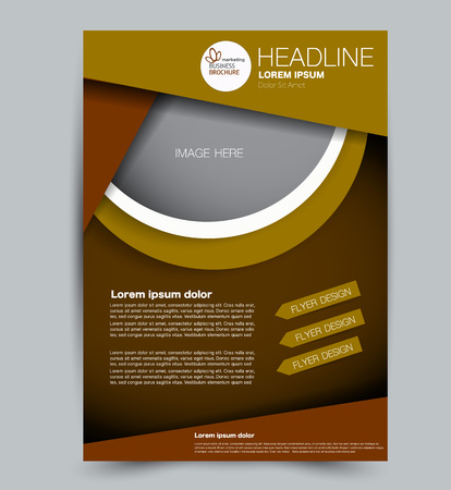 Flyer template. Design for a business, education, advertisement brochure, poster or pamphlet. Vector illustration. Brown color.のイラスト素材