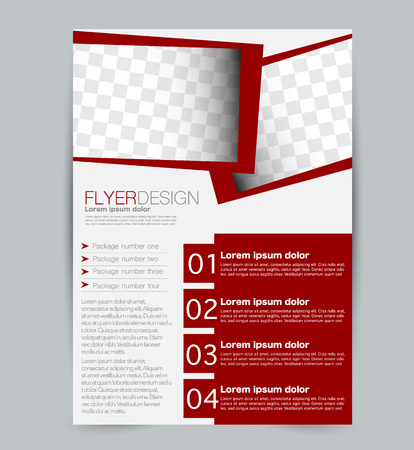 Flyer template. Design for a business, education, advertisement brochure, poster or pamphlet. Vector illustration. Red color.のイラスト素材