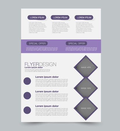 Purple business flyer. a4 pribtable poster or brochure. Vector illustration.のイラスト素材