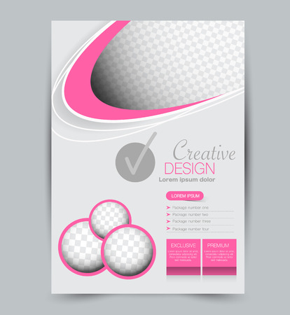 Flyer template. Design for a business, education, advertisement brochure, poster or pamphlet. Vector illustration. Pink color.のイラスト素材