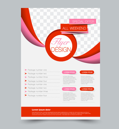 Orange and red business flyer. a4 pribtable poster. Vector illustration.のイラスト素材
