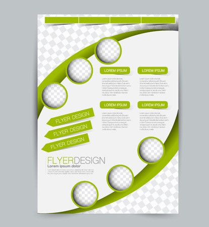 Flyer template. Design for a business, education, advertisement brochure, poster or pamphlet. Vector illustration. Green color.のイラスト素材