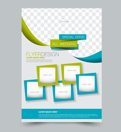 Blue and green business flyer. a4 pribtable poster. Vector illustration.のイラスト素材