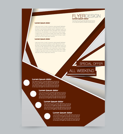 Flyer template. Design for a business, education, advertisement brochure, poster or pamphlet. Vector illustration. Brown color.のイラスト素材
