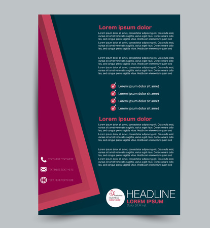 Flyer template. Design for a business, education, advertisement brochure, poster or pamphlet. Vector illustration. Blue and red color.のイラスト素材