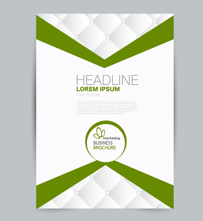 Flyer template. Design for a business, education, advertisement brochure, poster or pamphlet. Vector illustration. Green color.のイラスト素材