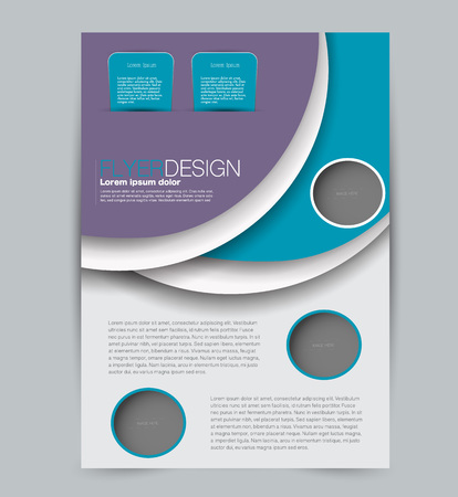 Flyer template. Design for a business, education, advertisement brochure, poster or pamphlet. Vector illustration. Blue and purple color.のイラスト素材