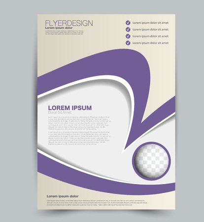 Flyer template. Design for a business, education, advertisement brochure, poster or pamphlet. Vector illustration. Purple color.のイラスト素材